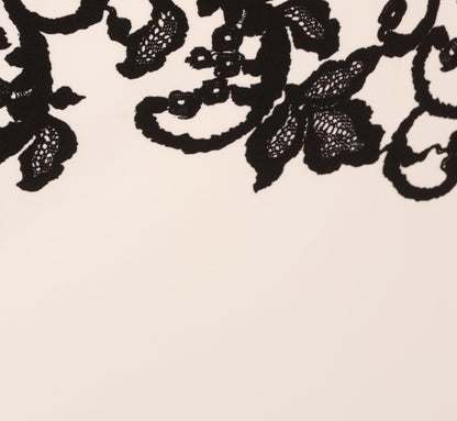 Scroll Lace Midi Dress With Three Quarter Sleeves - Ivory Black | Adrianna Papell