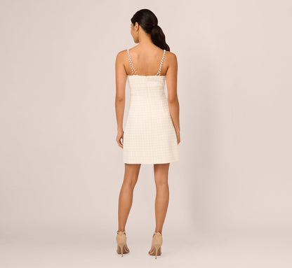 Tweed Pearl Short Dress - Ivory | Adrianna Papell