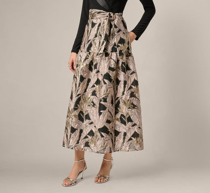 Long Sleeve Combo Tuxedo Ankle Length Gown - Black Blush | Adrianna Papell