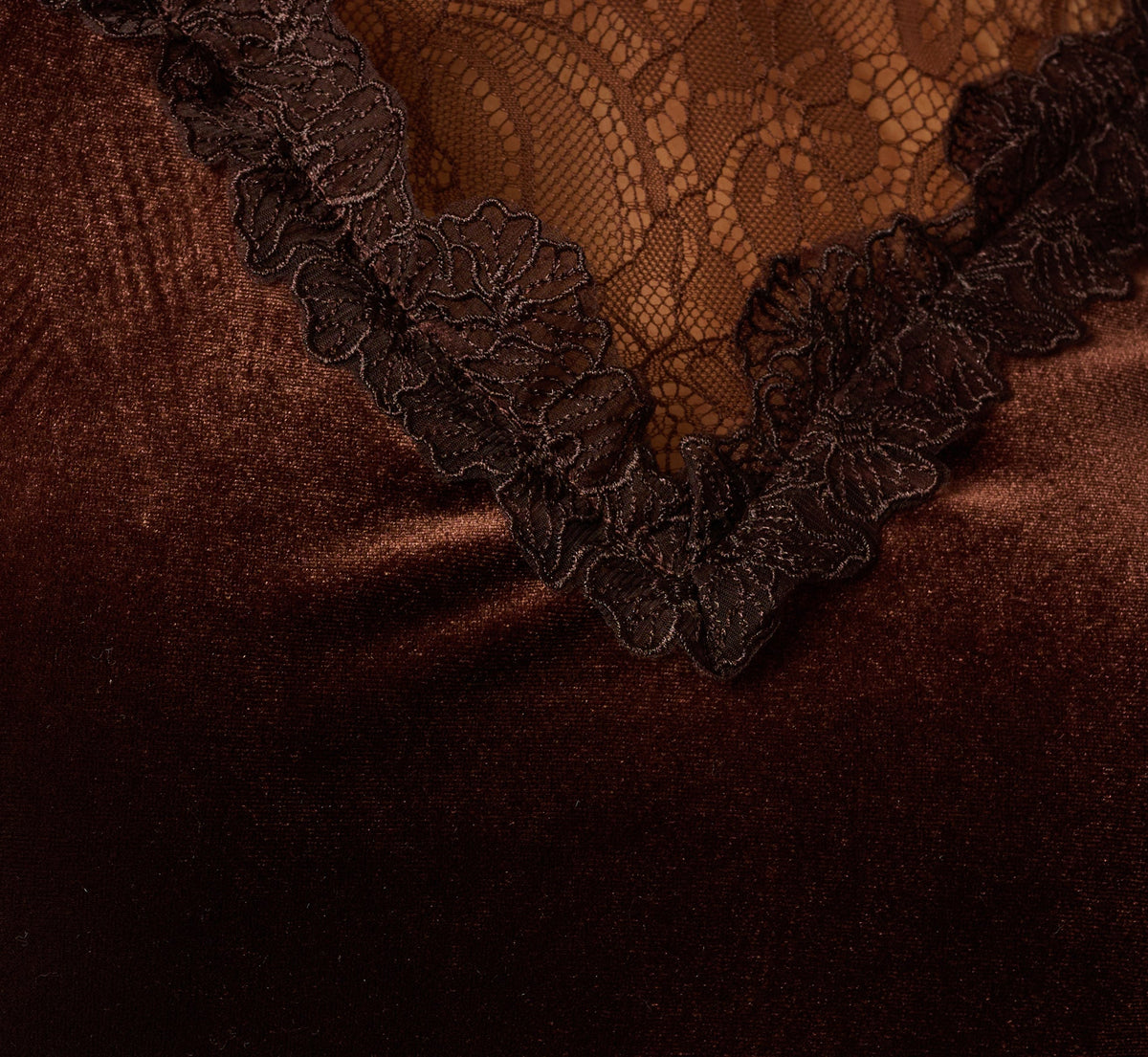 Long Sleeve Velvet Lace Sweetheart Illusion Cocktail Dress - Dark Brown | Adrianna Papell