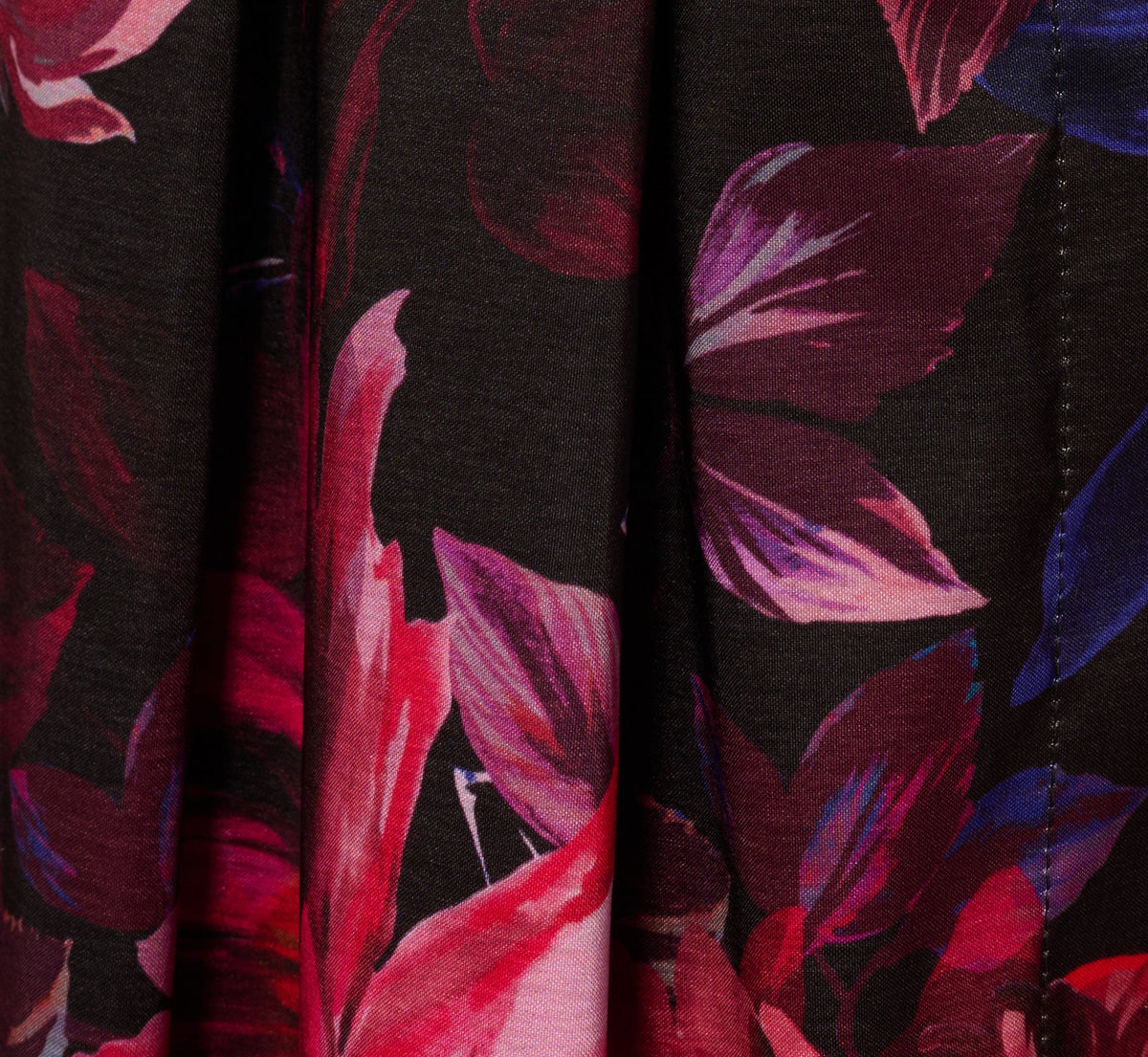Three Quarter Sleeve Floral Taffeta Shirt Dress - Black Multi | Adrianna Papell