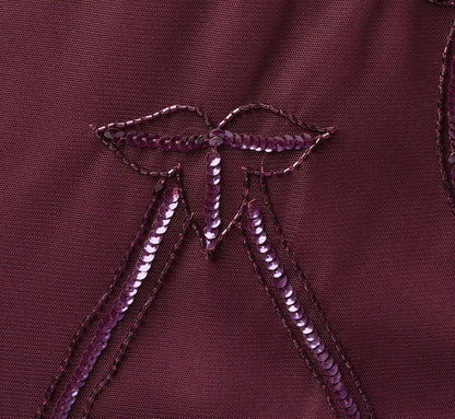 Short Sleeve Beaded Illusion Sheath Dress - Night Plum | Adrianna Papell