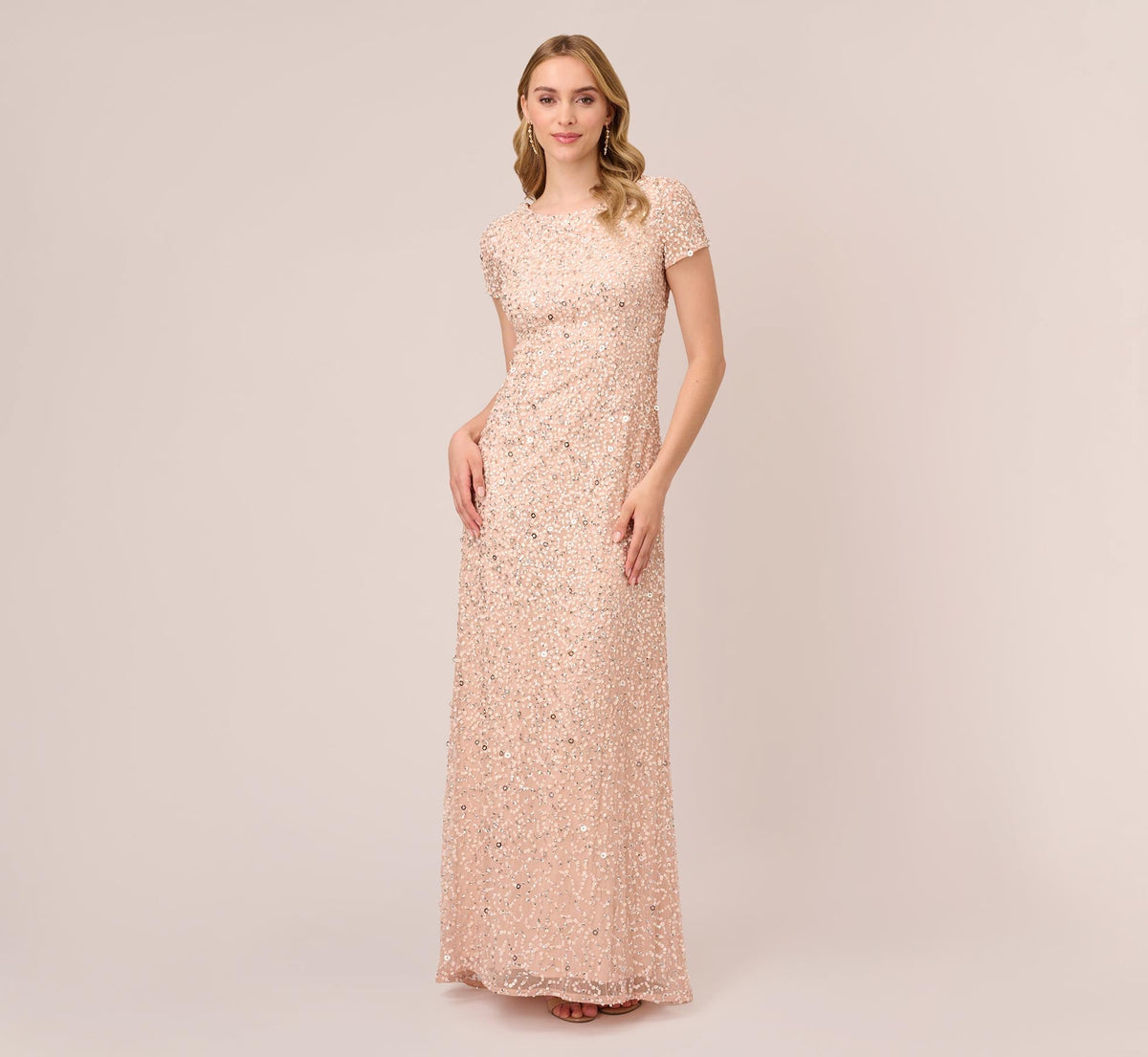 Scoop Back Sequin Gown - Blush | Adrianna Papell