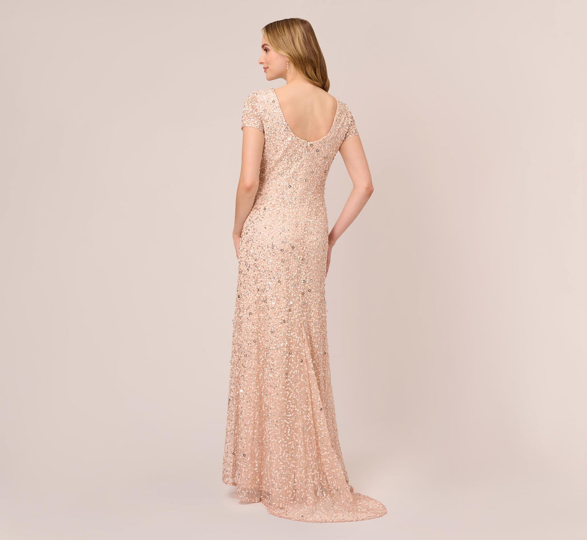 Scoop Back Sequin Gown - Blush | Adrianna Papell
