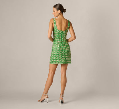 Sleeveless Beaded Sheath Mini Dress - Guava | Adrianna Papell