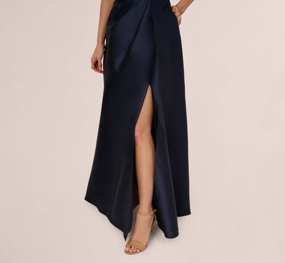 Sleeveless Beaded Mikado Fit And Flare Gown - Midnight | Adrianna Papell