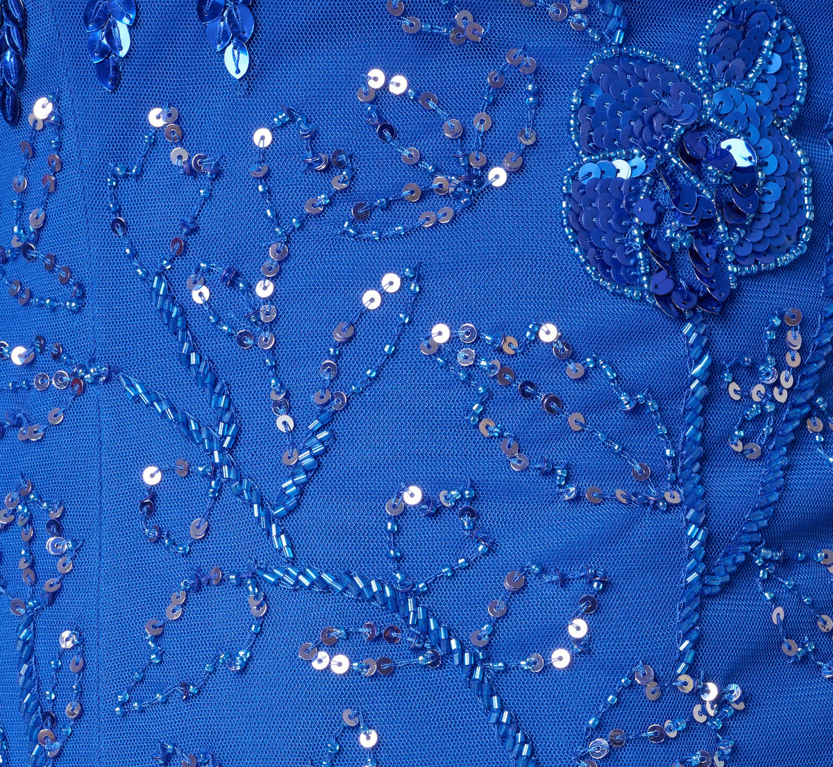 Sleeveless Floral Beaded Column Dress - Brilliant Sapphire | Adrianna Papell