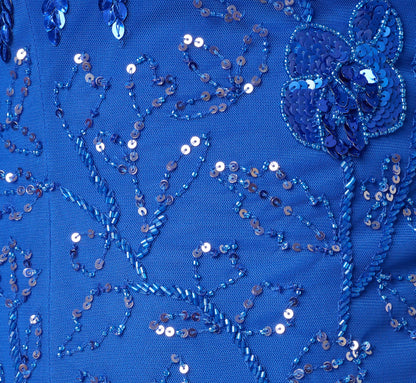 Sleeveless Floral Beaded Column Dress - Brilliant Sapphire | Adrianna Papell