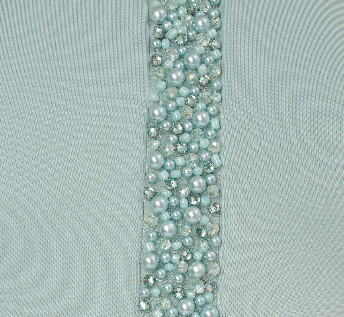 Sleeveless Pearly Halter Peplum Gown - Aqua Dust | Adrianna Papell