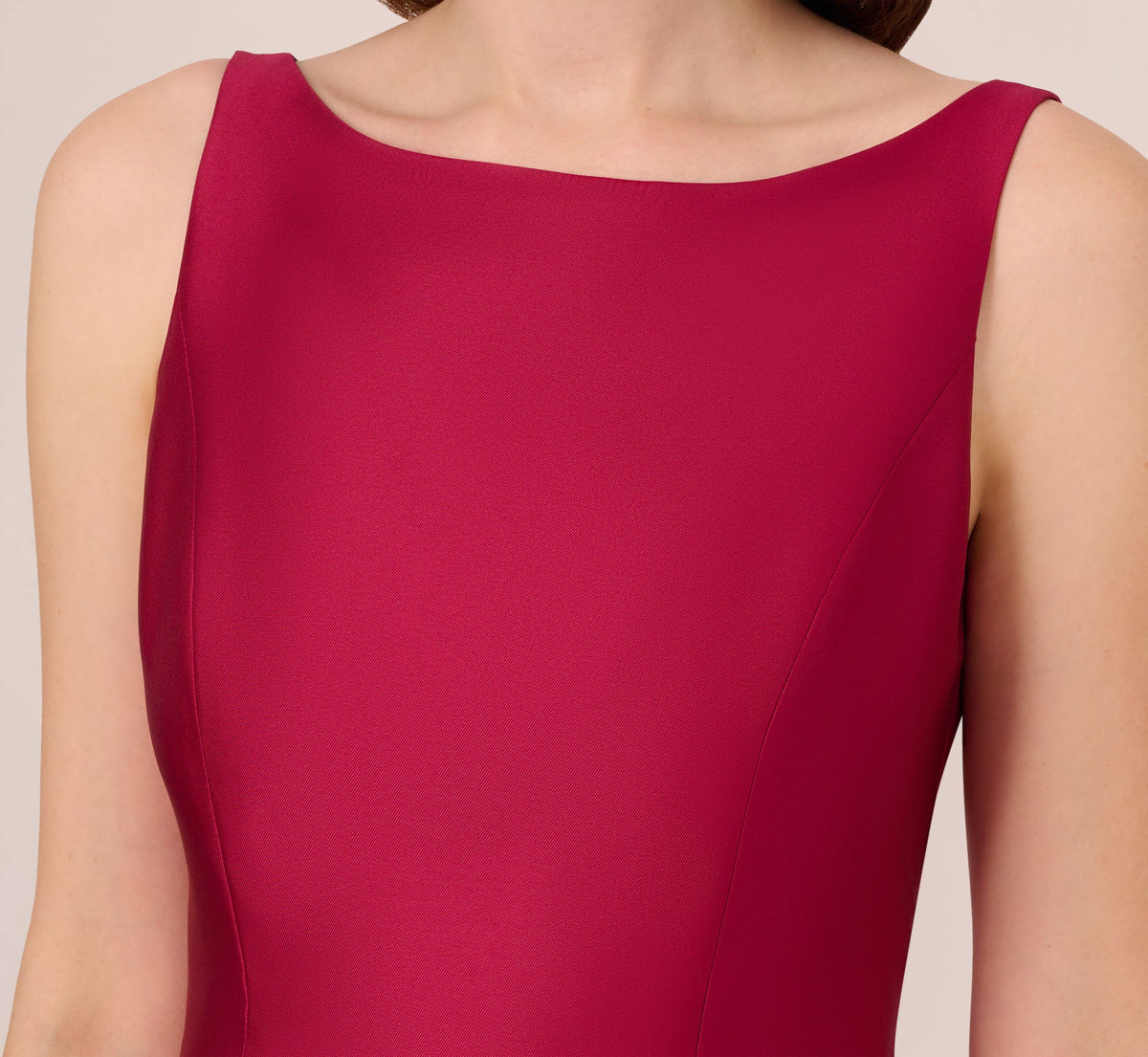Sleeveless Mikado Fit And Flare Midi Dress With V-Back - Red Plum | Adrianna Papell