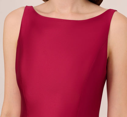 Sleeveless Mikado Fit And Flare Midi Dress With V-Back - Red Plum | Adrianna Papell