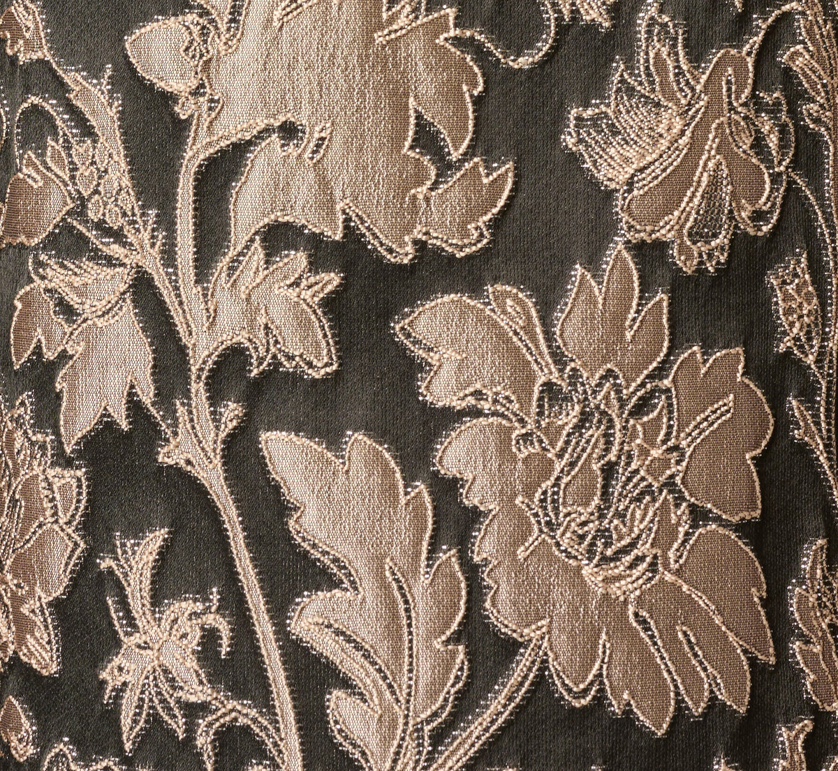 Off Shoulder Metallic Floral Jacquard Ankle Dress - Black Taupe | Adrianna Papell