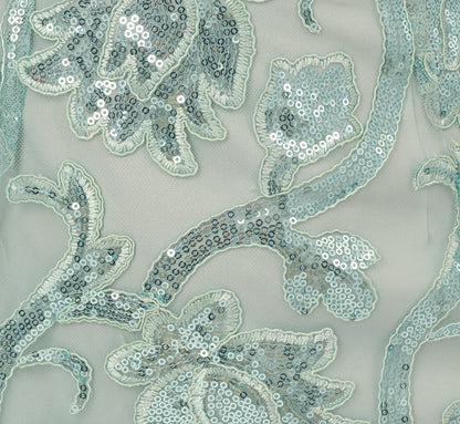 Off Shoulder Sequin Sheath Dress - Aqua Dust | Adrianna Papell