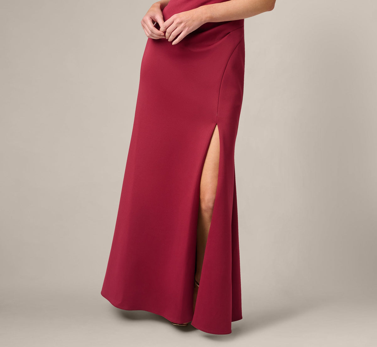 Off Shoulder Rosette Stretch Mermaid Gown - Crimson Haze | Adrianna Papell