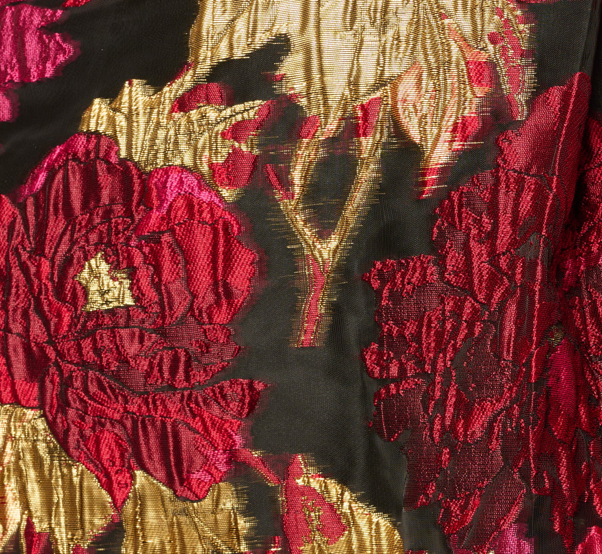 One Shoulder Metallic Floral Jacquard Gown - Black Pink Multi | Adrianna Papell