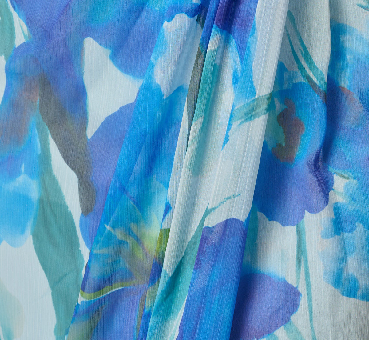 One Shoulder Floral Chiffon Draped Gown - Blue Multi | Adrianna Papell