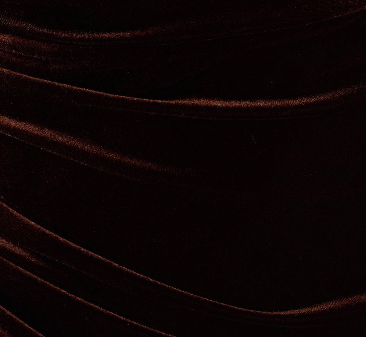 One Shoulder Draped Velvet Gown With Chain Accent - Dark Brown | Adrianna Papell