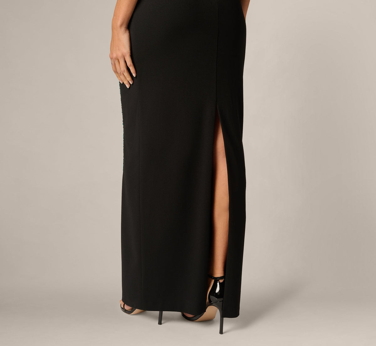 Strapless Beaded Placement Floral Gown - Black Multi | Adrianna Papell