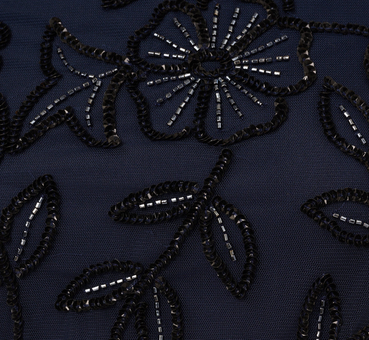 Jasmine Beaded Blouson Gown With Sheer Short Sleeves - Navy Black | Adrianna Papell
