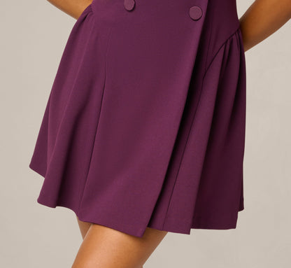Satin Lapel Stretch Tuxedo Mini Dress - Pinot Noir | Adrianna Papell