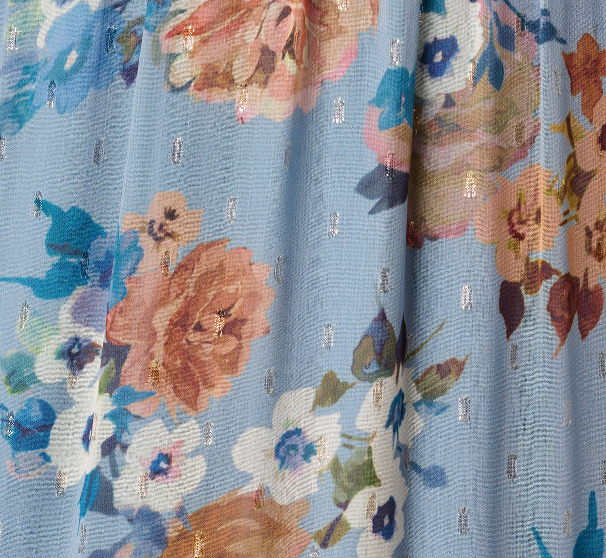 Floral Meta Chiffon Tiered Halter Midi Dress - Blue Multi | Adrianna Papell