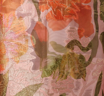 Metallic Floral Jacquard High Low Gown - Yellow Orange Multi | Adrianna Papell