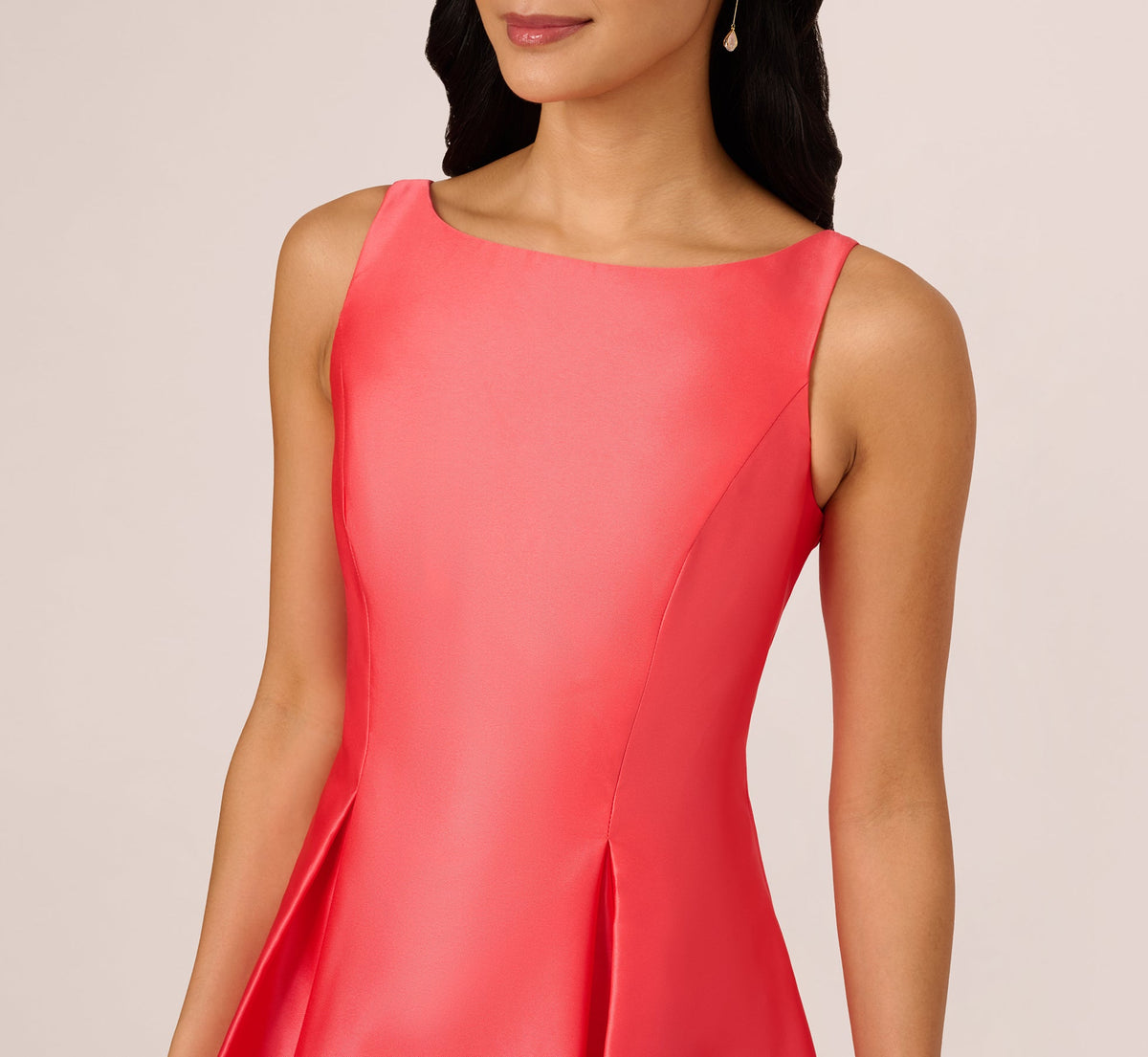 Sleeveless Mikado Fit And Flare Midi Dress With V-Back - Desert Flower | Adrianna Papell