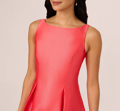 Sleeveless Mikado Fit And Flare Midi Dress With V-Back - Desert Flower | Adrianna Papell