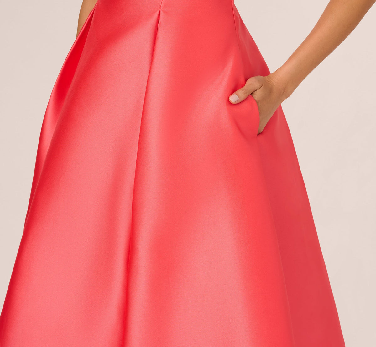 Sleeveless Mikado Fit And Flare Midi Dress With V-Back - Desert Flower | Adrianna Papell
