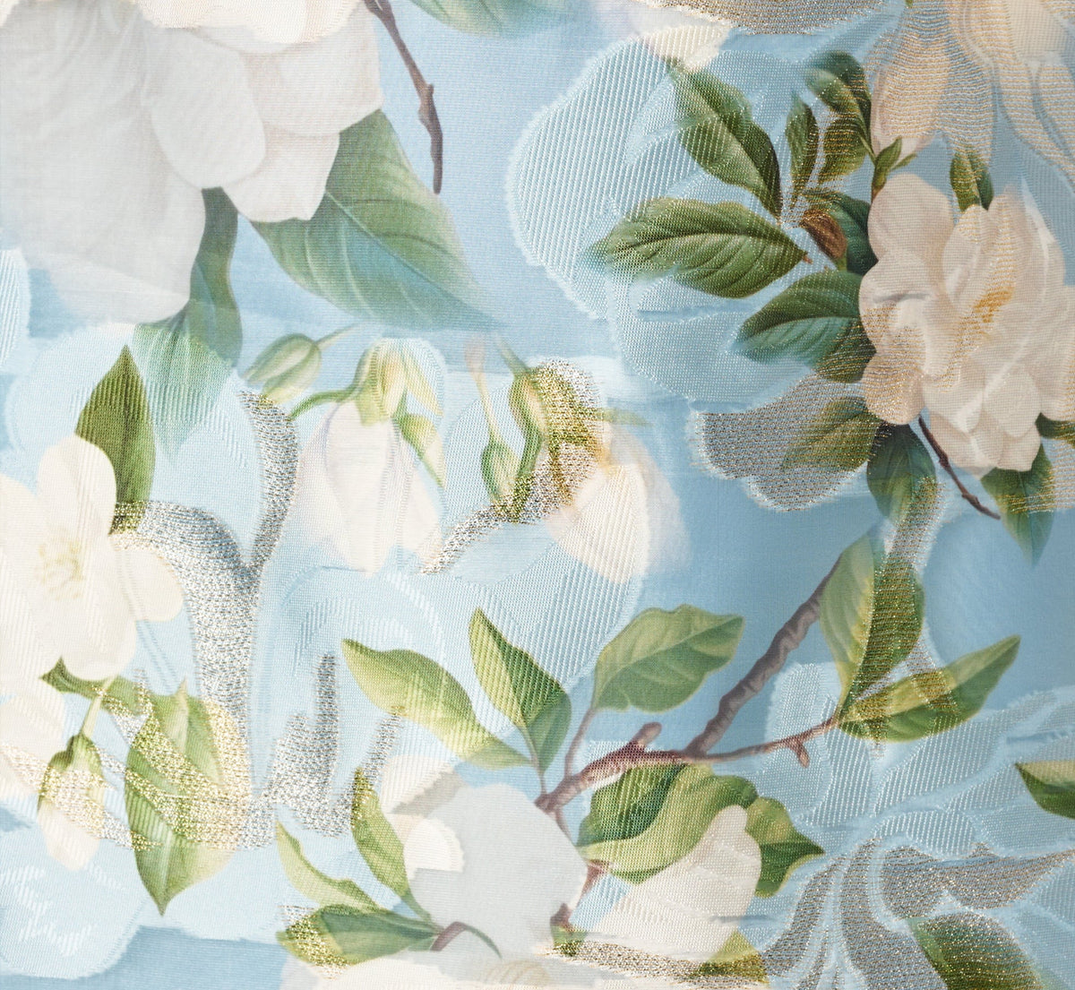Plus Size Magnolia Floral Jacquard A Line Midi Dress - Blue Multi | Adrianna Papell
