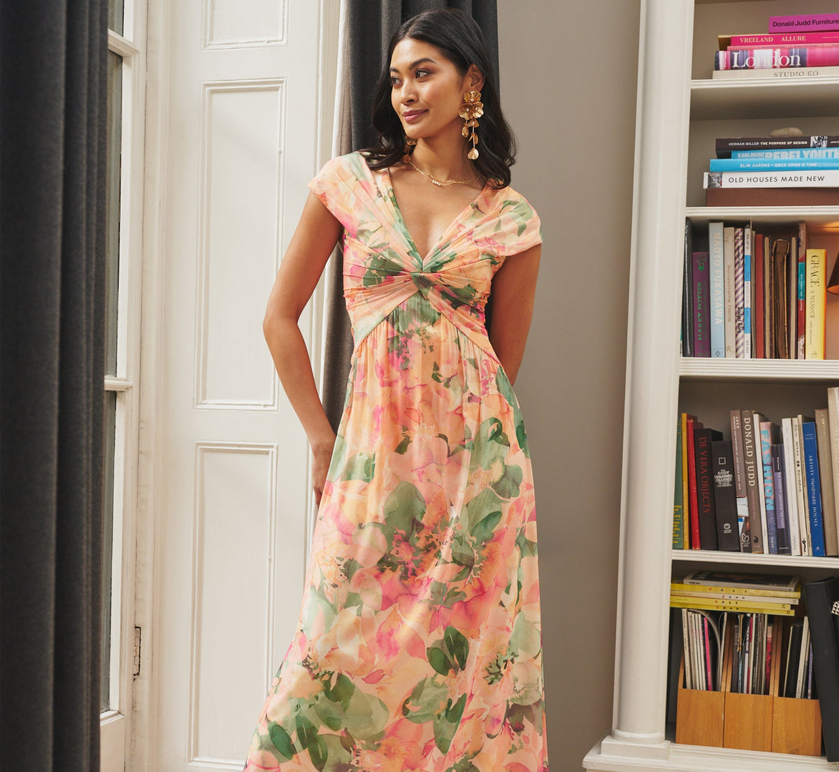 Printed Front Twist Gown - Blush Multi | Adrianna Papell