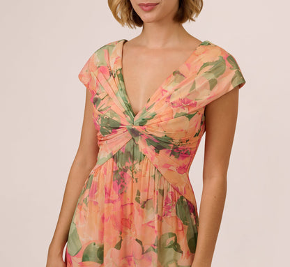 Printed Front Twist Gown - Blush Multi | Adrianna Papell