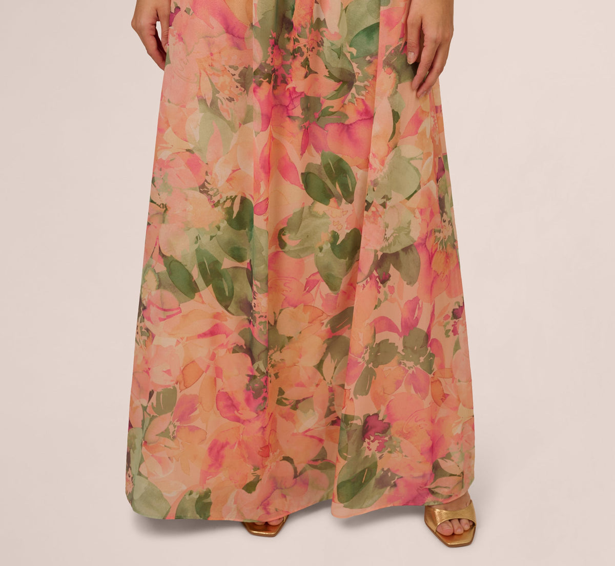 Printed Front Twist Gown - Blush Multi | Adrianna Papell