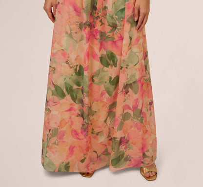 Printed Front Twist Gown - Blush Multi | Adrianna Papell