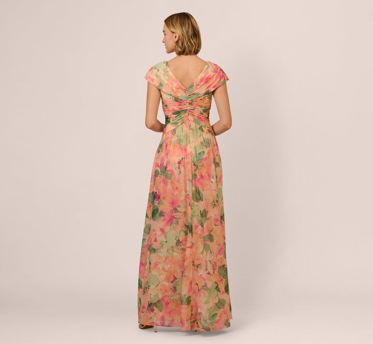 Printed Front Twist Gown - Blush Multi | Adrianna Papell