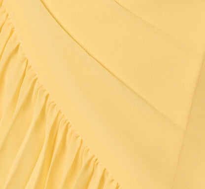 One Shoulder Pleated Flounce High Low Gown - Butter Yellow | Adrianna Papell