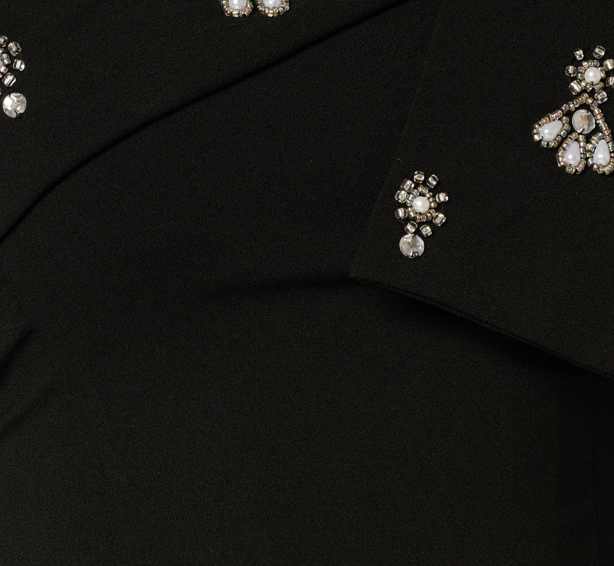 Pearly Beaded Bow Shoulder Midi Dress - Black | Adrianna Papell