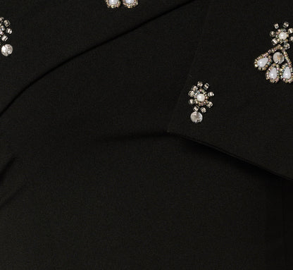 Pearly Beaded Bow Shoulder Midi Dress - Black | Adrianna Papell