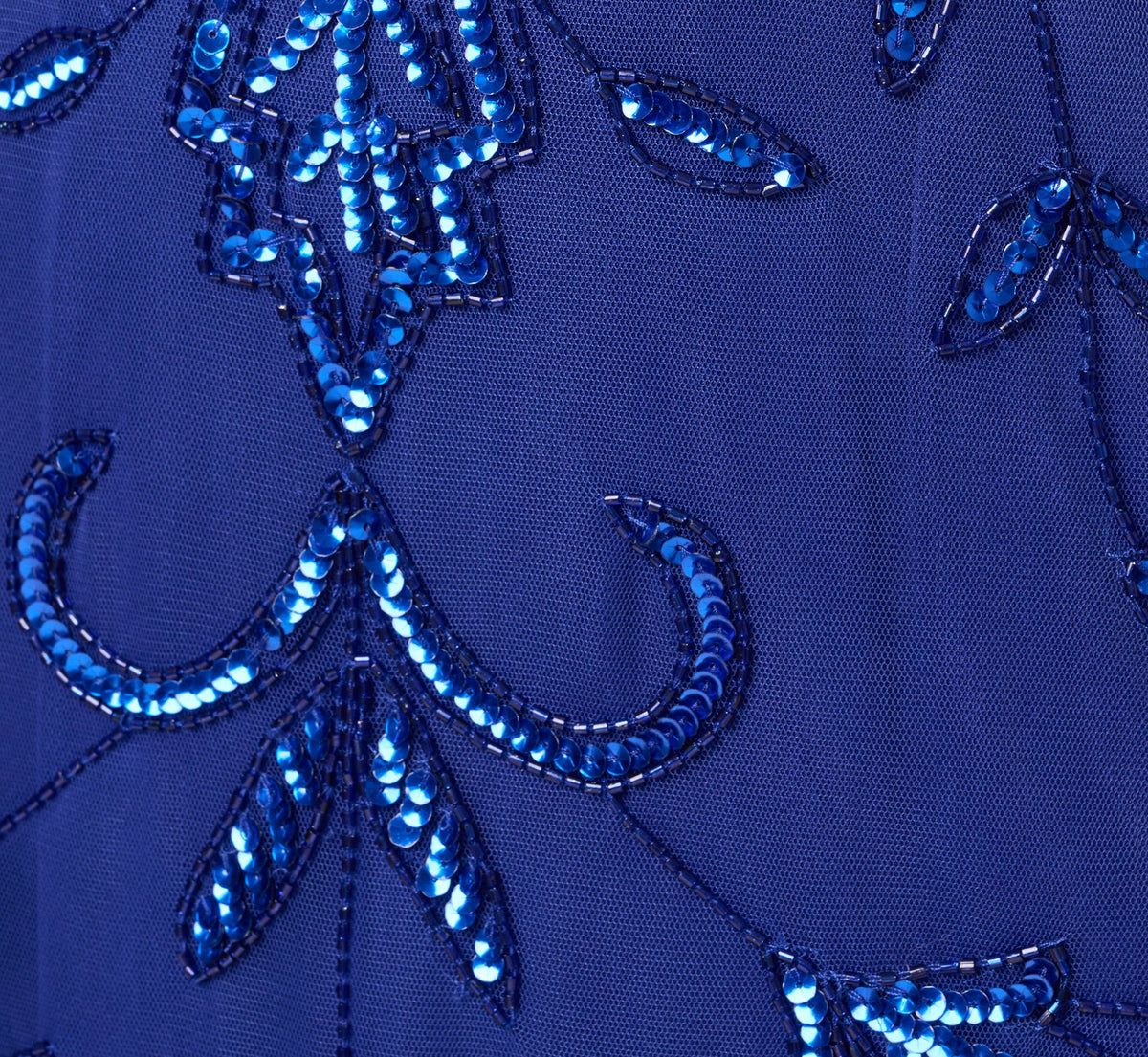 Baroque Scroll Sequin Beaded Blouson Gown - Ultra Blue | Adrianna Papell