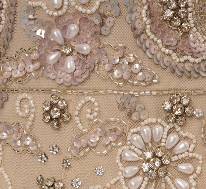 3D Floral Beaded Mermaid Gown With Sheer Short Sleeves - Biscotti | Adrianna Papell