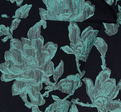 Floral Jacquard Shawl Collar Gown - Navy Multi | Adrianna Papell