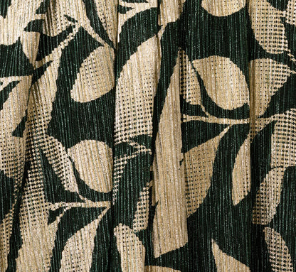 Foil Leaf Short Sleeve Gown With Draped Details - Green Pine Gold | Adrianna Papell