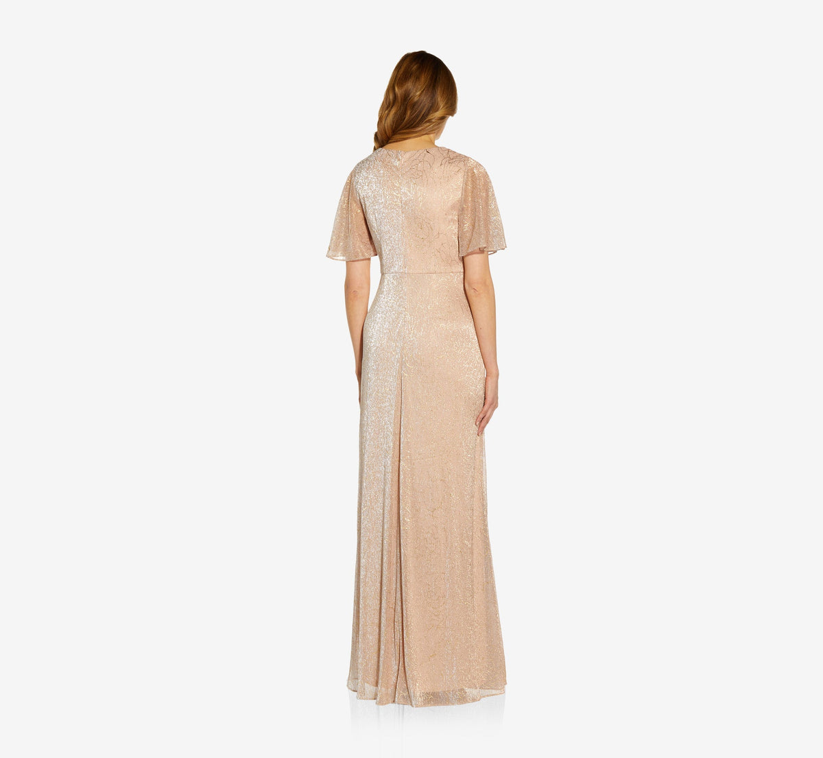 Metallic Mesh Draped Gown - Rose Gold | Adrianna Papell