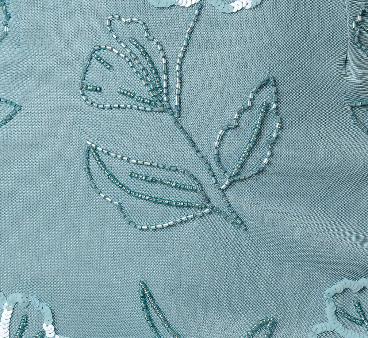 Flutter Sleeve Floral Beaded Blouson Gown - Air Sky | Adrianna Papell