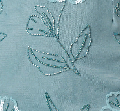 Flutter Sleeve Floral Beaded Blouson Gown - Air Sky | Adrianna Papell