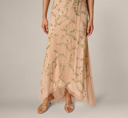 Flutter Sleeve Beaded Wrap Dress - Blush Multi | Adrianna Papell