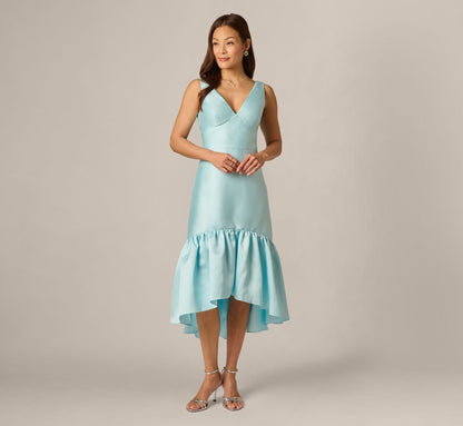 High Low Ruffle Midi Dress - Clear Sky | Adrianna Papell