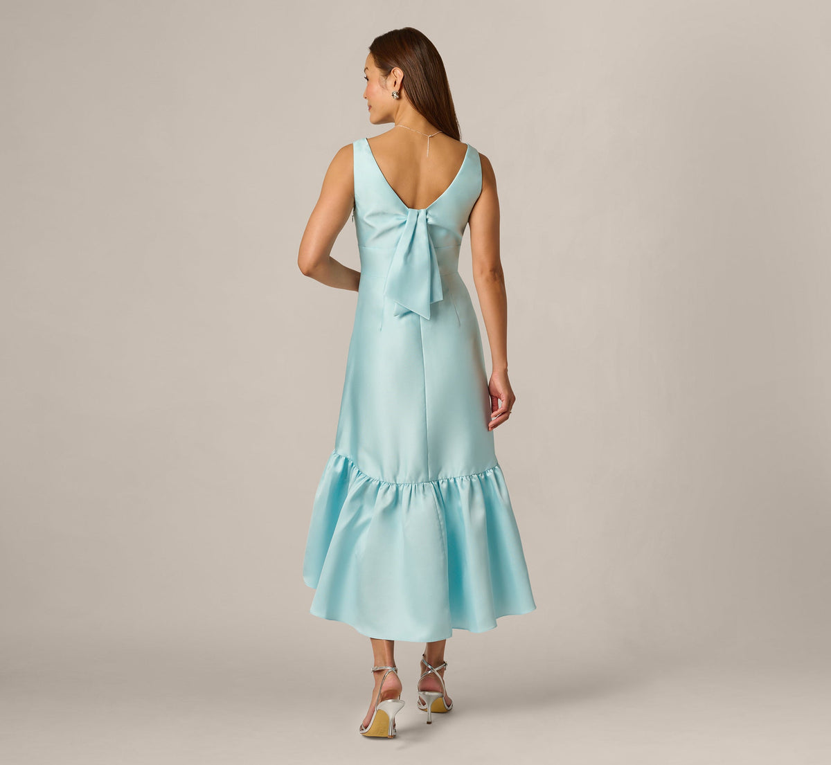 High Low Ruffle Midi Dress - Clear Sky | Adrianna Papell