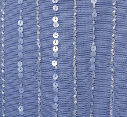 Plus Size Hand Beaded Illusion Faux Wrap Short Cocktail Dress - French Blue | Adrianna Papell
