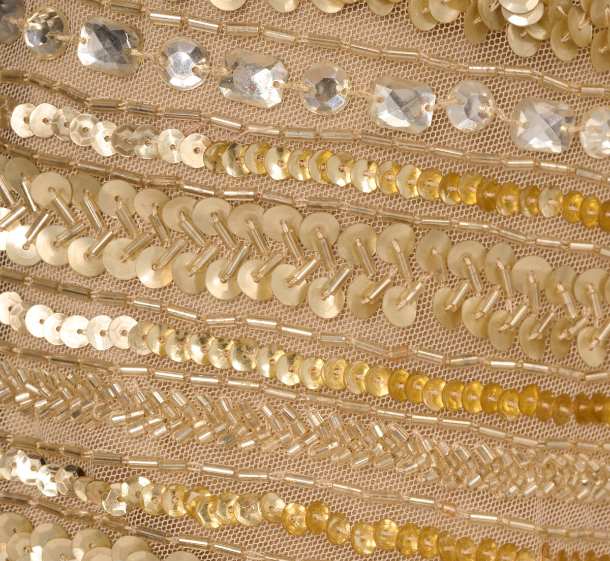 Off Shoulder Sequin Bead Column Gown - Gold | Adrianna Papell